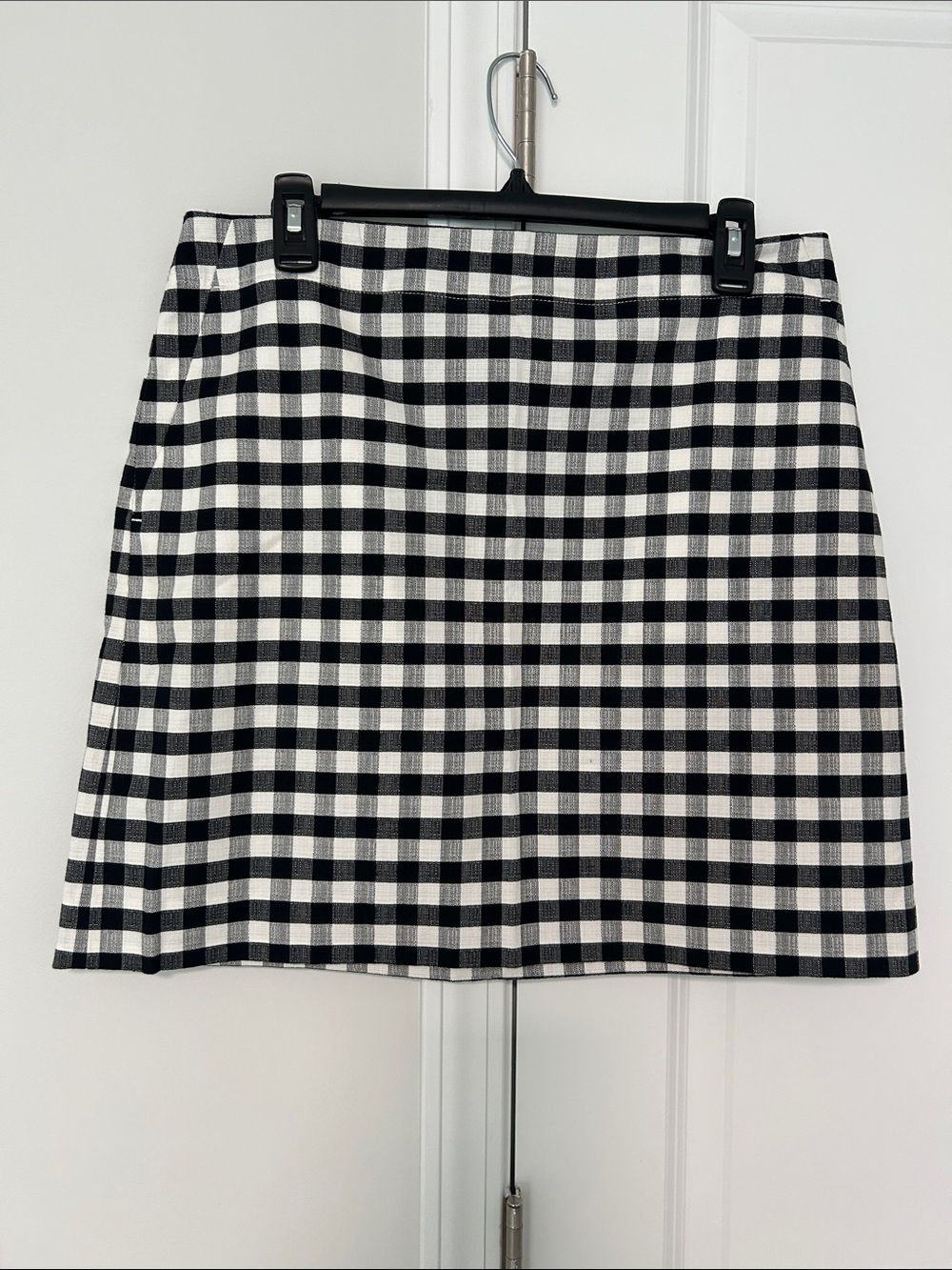 LOFT Black and White Gingham A-Line Skirt